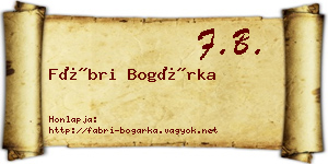 Fábri Bogárka névjegykártya